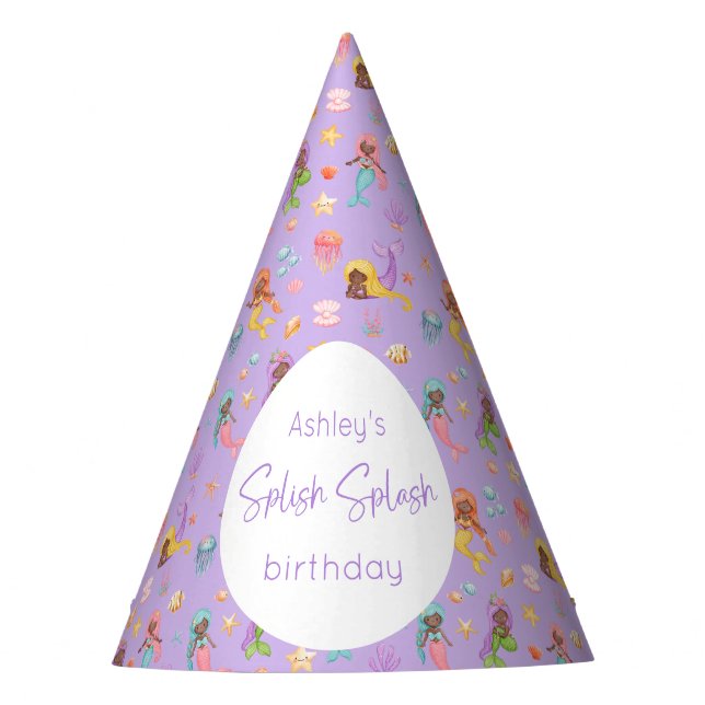 Mermaid Birthday Party Hat (Front)