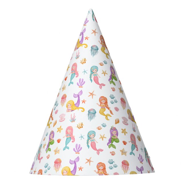 Mermaid Birthday Party Hat (Front)