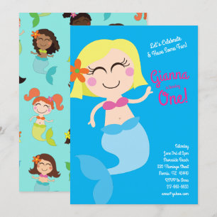 Mermaid Birthday Party  Invitation