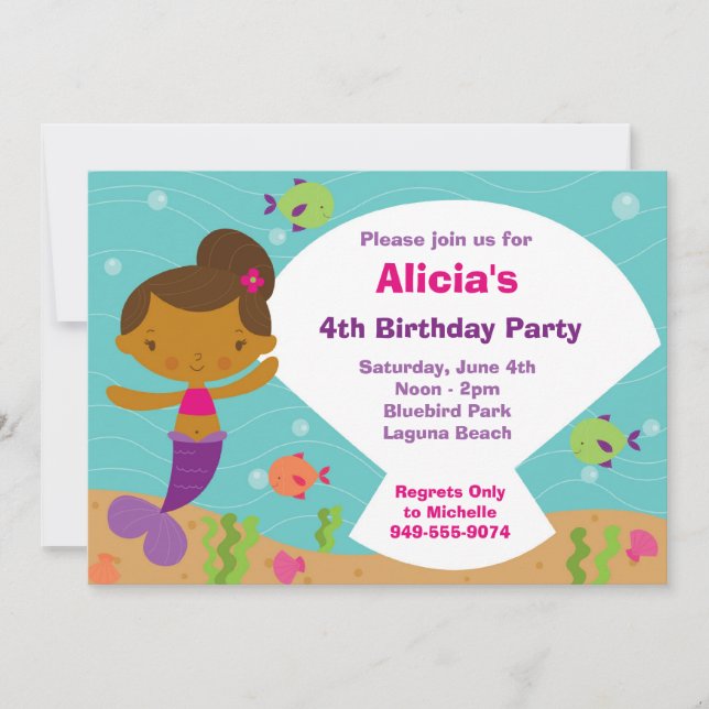 Mermaid Birthday Party Invitation (Front)