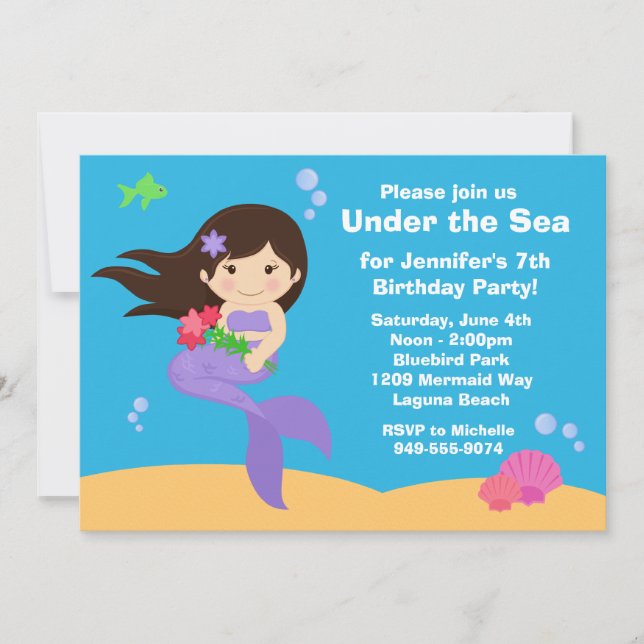 Mermaid Birthday Party Invitation (Front)