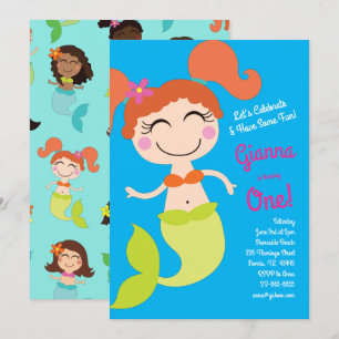 Mermaid Birthday Party  Invitation