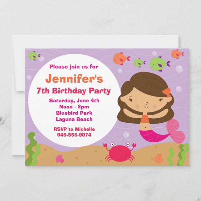 Mermaid Birthday Party Invitation (Front)