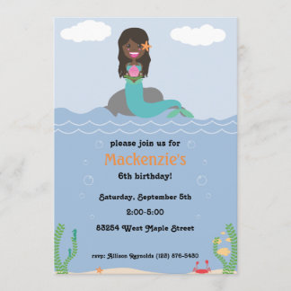 Mermaid Birthday Party Invitation - Dark/Darkest