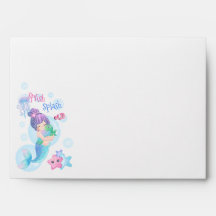Mermaid Birthday Party Invitation Envelope