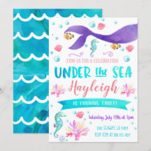Mermaid Birthday Party Invitation Mermaid