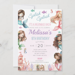 Mermaid Birthday Party Invite Splish Splash Bash