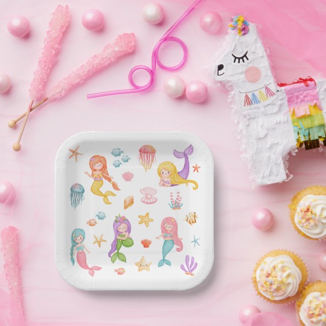 Mermaid Birthday Party Paper Plate (Party)