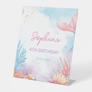 Mermaid Birthday Party  Pedestal Sign