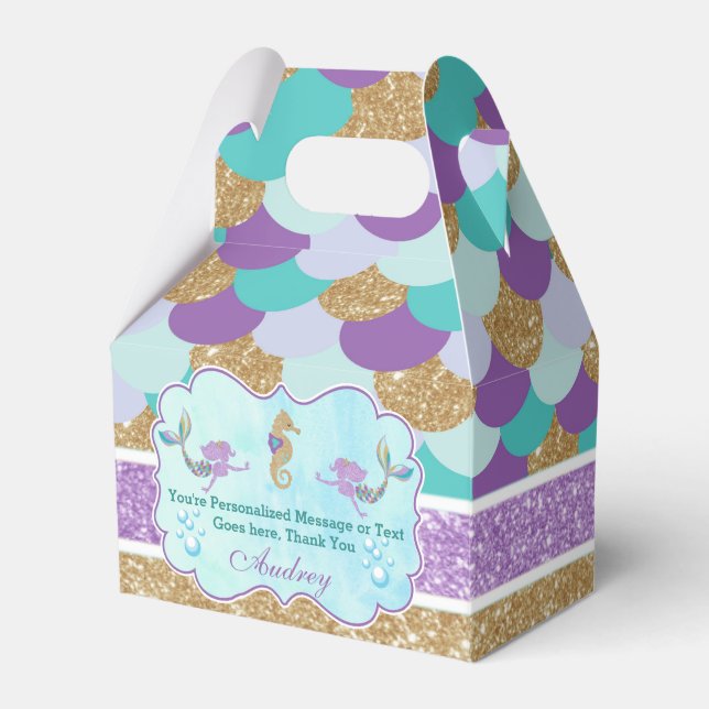 Mermaid Birthday Party Personalized Favour Box (Front Side)