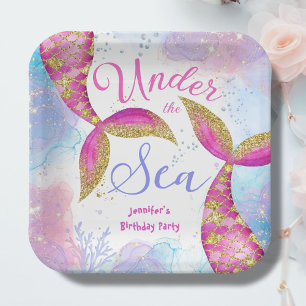 Mermaid Birthday Party Pink Girls Paper Plate