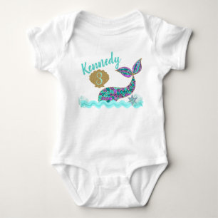 Mermaid birthday party t-shirt, Onsie custom Baby Bodysuit