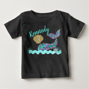 Mermaid birthday party t-shirt, Raglan Baby T-Shirt