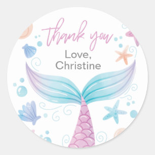 Mermaid Birthday Party Thank You Stickers