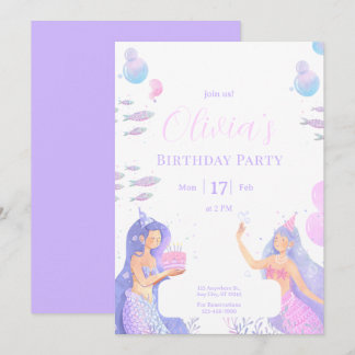 Mermaid Birthday Party, Under the Sea Mermaid Invitation