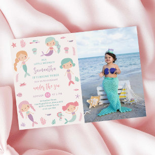 Mermaid Birthday Party Under The Sea Mermaid Photo Invitation