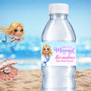 Mermaid Birthday Party - Under the Sea Splish Water Bottle Label
