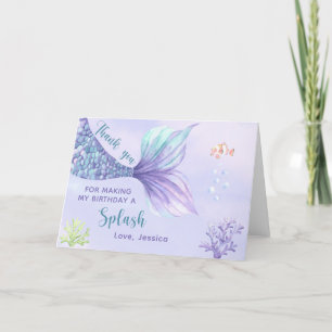 Mermaid Birthday Party Under The Sea the Thank you Card