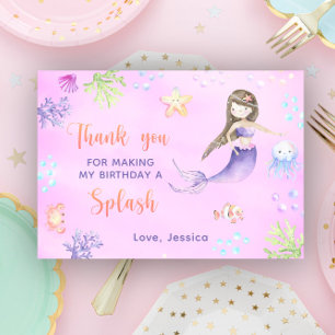 Mermaid Birthday Party Under The Sea the Thank you Card