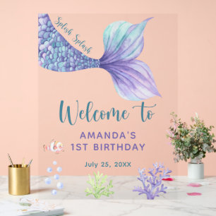 Mermaid Birthday Party Under The Sea Welcome Acrylic Sign