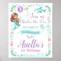 Mermaid Birthday Party Welcome Sign Poster