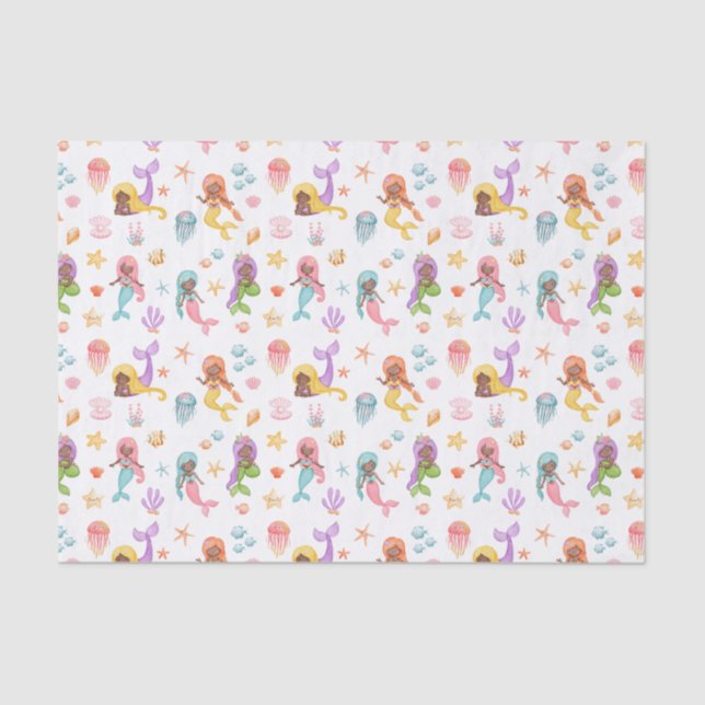 Mermaid Birthday Pattern Tissue Paper (Front)