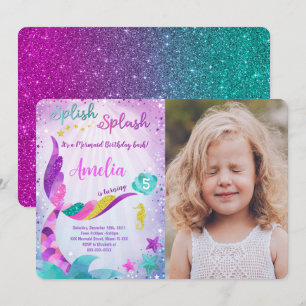 Mermaid Birthday Photo Invitation