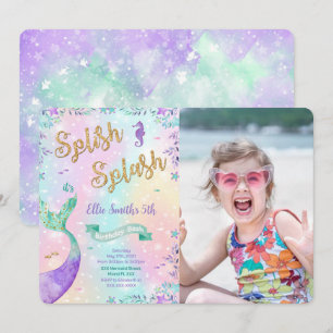 Mermaid Birthday Photo Invitation