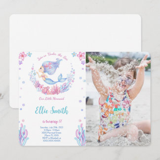 Mermaid Birthday Photo Invitation