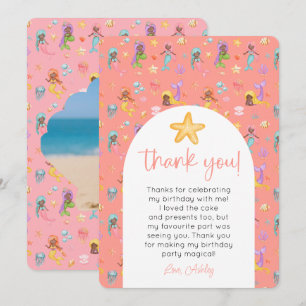 Mermaid Birthday Photo Thank You Invitation