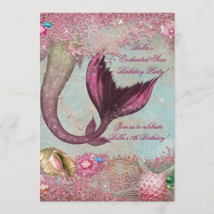 Mermaid Birthday Pool Party Invitations