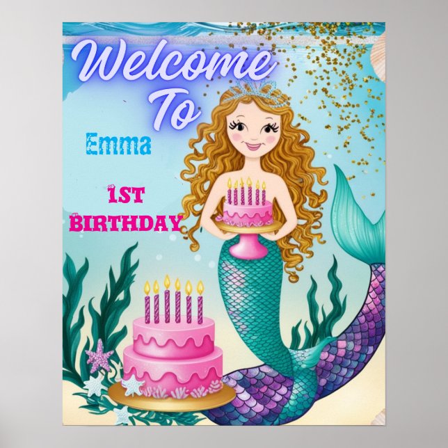 mermaid birthday poster (Front)