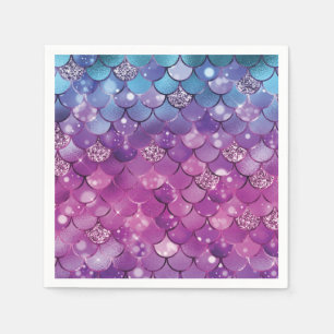 Mermaid Birthday Purple Pink Napkin