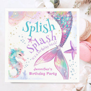 Mermaid Birthday Splish Splash Party Paper Plates Napkin