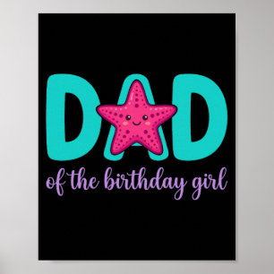 Mermaid Birthday Theme Family Matching Party Poster