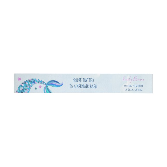Mermaid Birthday Wrap Around Envelope Address Wrap Around Label (Individual)