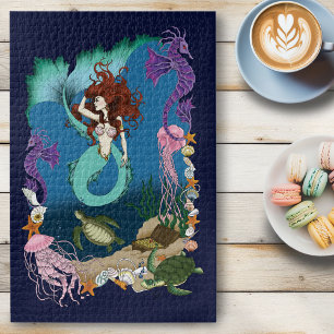 Mermaid Blue Fantasy Friends  Jigsaw Puzzle