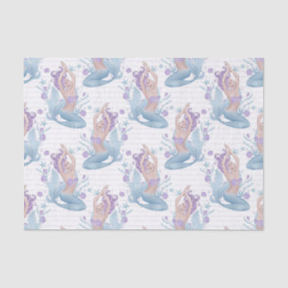 Mermaid blue lavender starfish ocean shells tissue paper