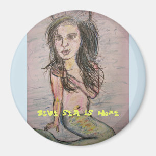 Mermaid blue sea is home magnet