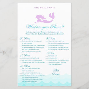 Mermaid Bridal Shower Game - What's in your Phone