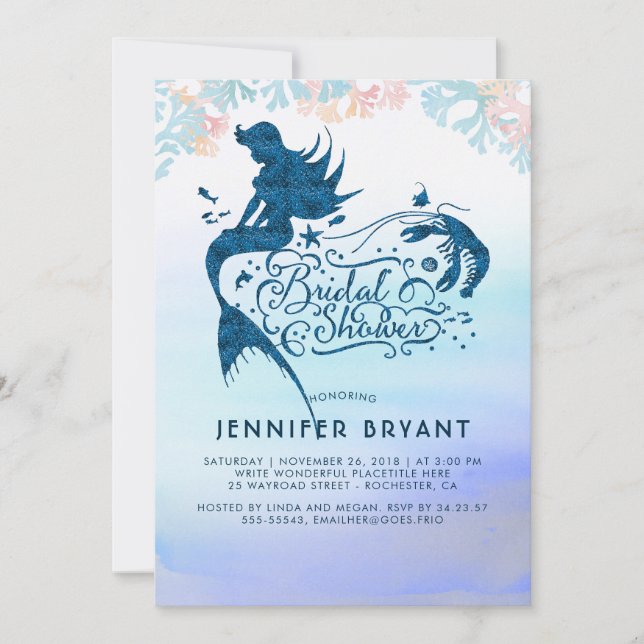 Mermaid Bridal Shower Under The Sea of Love Invitation (Front)