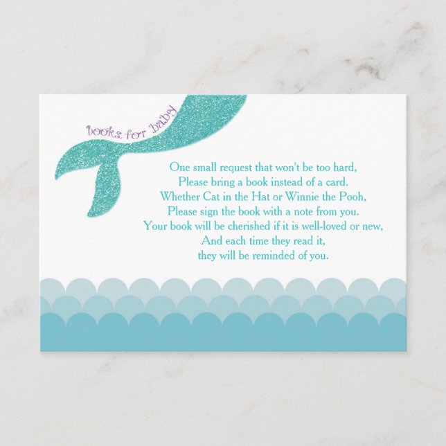 Mermaid bring a book insert, books for baby cards (Front)
