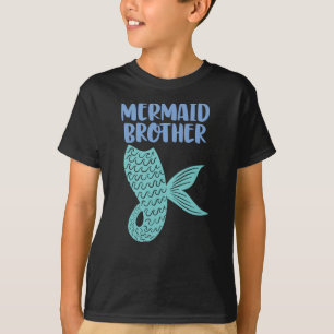 Mermaid Brother Blue Text with Green Tail T-Shirt