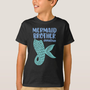 Mermaid Brother Wave Tail Playful Text Design T-Shirt