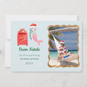 Mermaid Buon Natale Photo Greeting Card