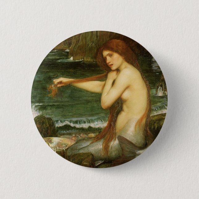 Mermaid by John William Waterhouse 2 Inch Round Button (Front)