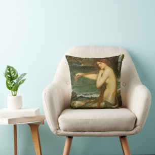 Mermaid by John William Waterhouse Throw Pillow