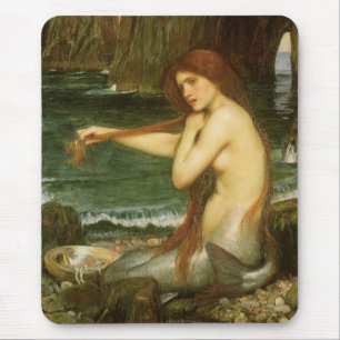 Mermaid by JW Waterhouse, Victorian Mythology Art Mouse Pad