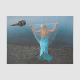 Mermaid By The Sea Blue Painted Nautical Fantasy Tissue Paper