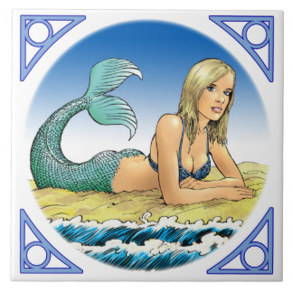 Mermaid by the sea tile